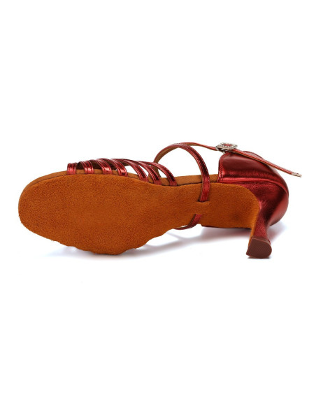 BUTY DO TAŃCA TANECZNE POŁYSKUJĄCE RED BORDO 7,5cm