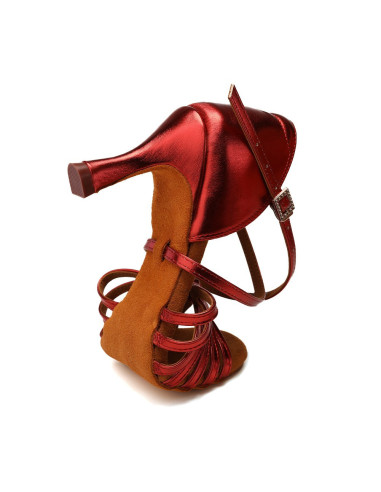 BUTY DO TAŃCA TANECZNE POŁYSKUJĄCE RED BORDO 7,5cm