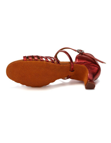 BUTY DO TAŃCA TANECZNE POŁYSKUJĄCE RED BORDO 5,5cm