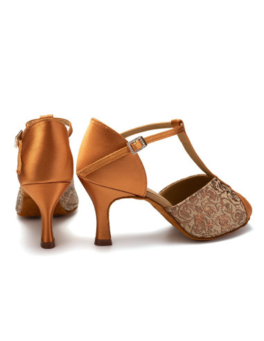 BUTY DO TAŃCA TANECZNE LATINO SALSA BRĄZOWE 7,5cm