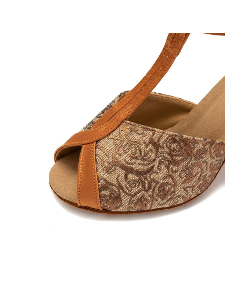 BUTY DO TAŃCA TANECZNE LATINO SALSA BRĄZOWE 7,5cm