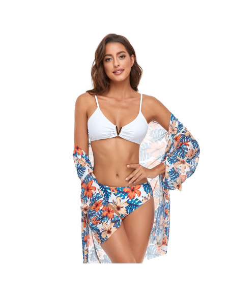 STRÓJ KĄPIELOWY KOSTIUM TRZYCZĘŚCIOWY NARZUTKA