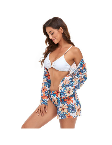 STRÓJ KĄPIELOWY KOSTIUM TRZYCZĘŚCIOWY NARZUTKA