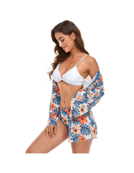 STRÓJ KĄPIELOWY KOSTIUM TRZYCZĘŚCIOWY NARZUTKA