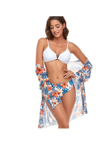 STRÓJ KĄPIELOWY KOSTIUM TRZYCZĘŚCIOWY NARZUTKA