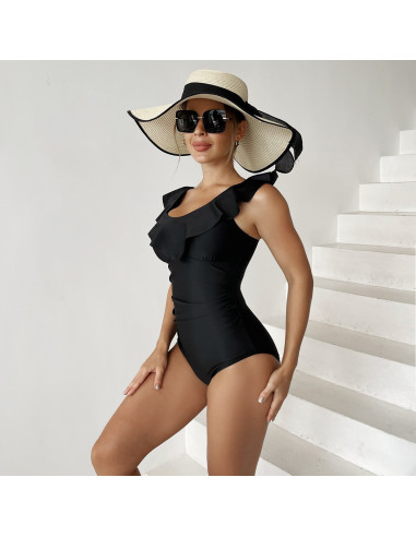 WYSZCZUPLAJĄCY STRÓJ KOSTIUM KĄPIELOWY CZARNY