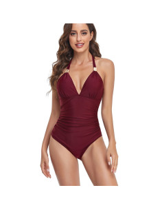 WYSZCZUPLAJĄCY STRÓJ KOSTIUM KĄPIELOWY BURGUND