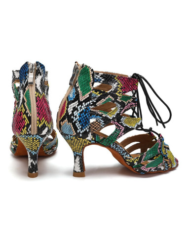 BUTY DO TAŃCA TANECZNE SZNUROWANE WZORKI 7,5cm