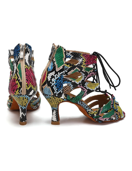 BUTY DO TAŃCA TANECZNE SZNUROWANE WZORKI 7,5cm