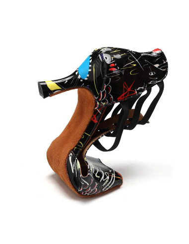 BUTY TANECZNE DO TAŃCA LATINO SZALONE WZORKI 7,5cm