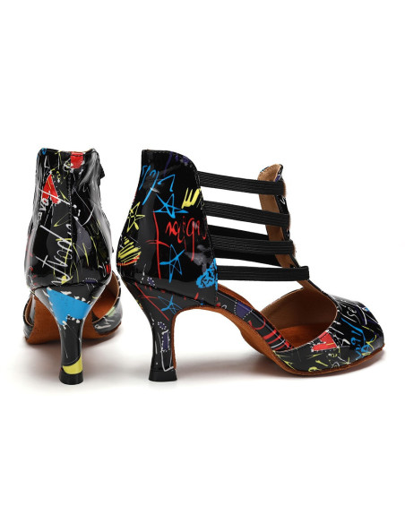 BUTY TANECZNE DO TAŃCA LATINO SZALONE WZORKI 7,5cm