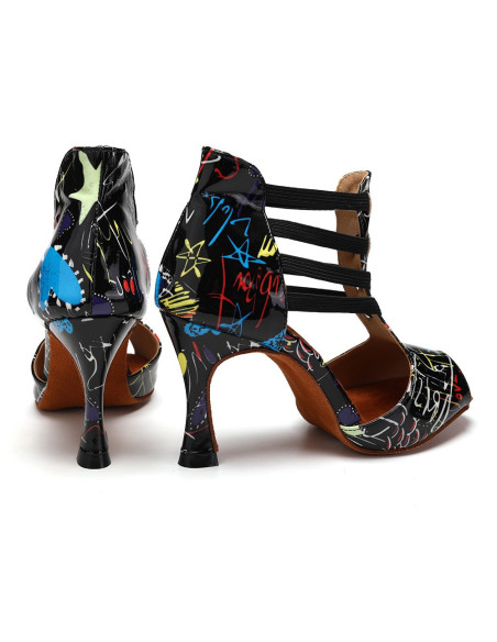 BUTY TANECZNE DO TAŃCA LATINO SZALONE WZORKI 9cm