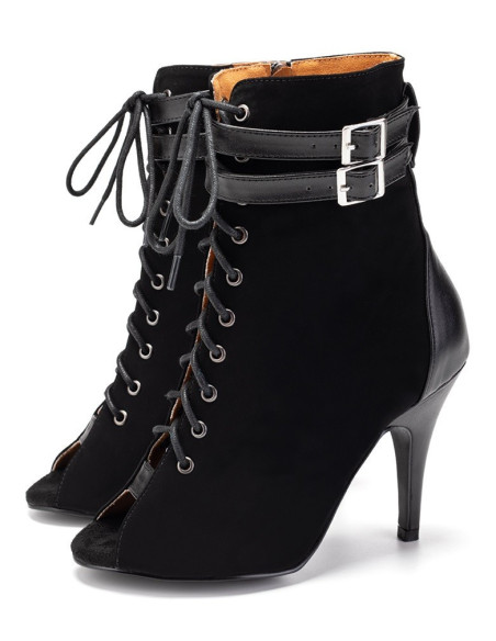 BUTY DO TAŃCA HIGH HEELS SKÓRZANE WIĄZANE 10cm