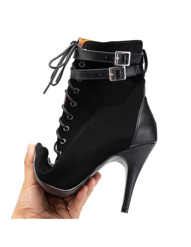 BUTY DO TAŃCA HIGH HEELS SKÓRZANE WIĄZANE 10cm