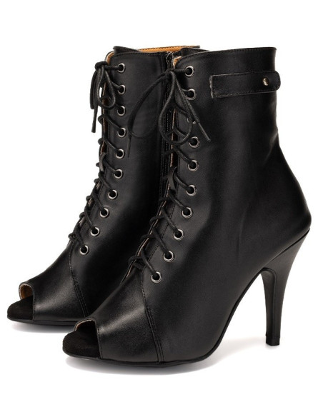 BUTY DO TAŃCA HIGH HEELS SKÓRZANE WIĄZANE 10cm