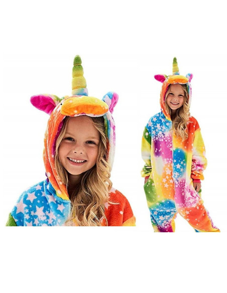 PIŻAMA DLA DZIECI TĘCZOWY JEDNOROŻEC ONESIE