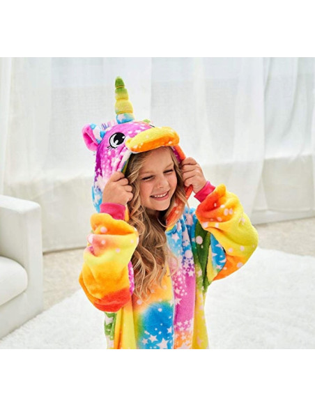 PIŻAMA DLA DZIECI TĘCZOWY JEDNOROŻEC ONESIE