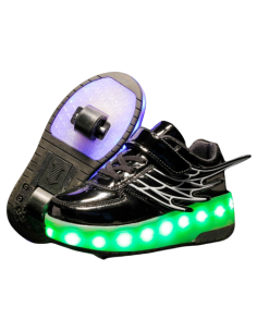 BUTOROLKI BUTY Z ROLKAMI ROLKI WROTKI LED CZARNE