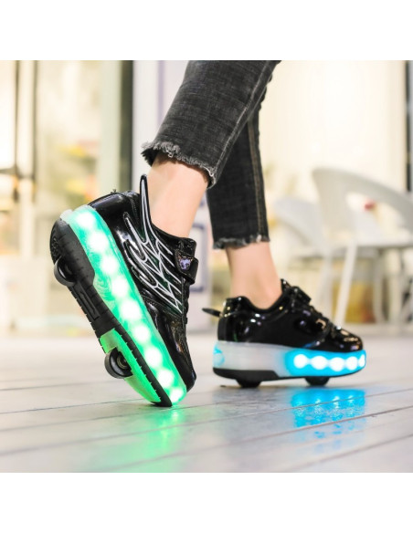 BUTOROLKI BUTY Z ROLKAMI ROLKI WROTKI LED CZARNE