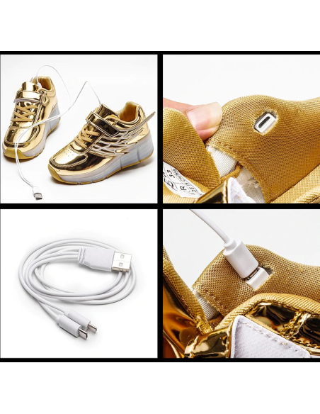 BUTOROLKI BUTY Z ROLKAMI ROLKI WROTKI LED CZARNE