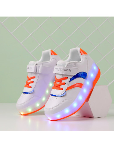 BUTOROLKI BUTY Z ROLKAMI ROLKI WROTKI BIAŁE LED