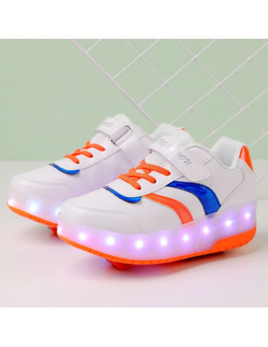 BUTOROLKI BUTY Z ROLKAMI ROLKI WROTKI BIAŁE LED