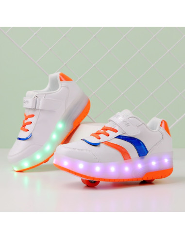 BUTOROLKI BUTY Z ROLKAMI ROLKI WROTKI BIAŁE LED