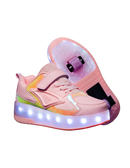 BUTOROLKI BUTY Z ROLKAMI ROLKI WROTKI RÓŻOWE HOLO