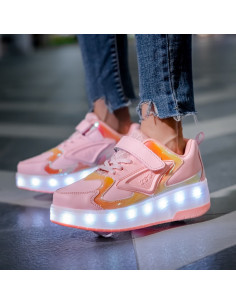 BUTOROLKI BUTY Z ROLKAMI ROLKI WROTKI RÓŻOWE HOLO 2