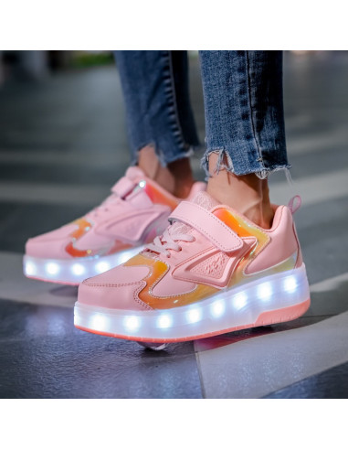 BUTOROLKI BUTY Z ROLKAMI ROLKI WROTKI RÓŻOWE HOLO