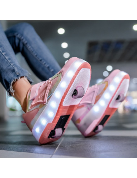 BUTOROLKI BUTY Z ROLKAMI ROLKI WROTKI RÓŻOWE HOLO