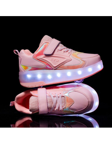 BUTOROLKI BUTY Z ROLKAMI ROLKI WROTKI RÓŻOWE HOLO