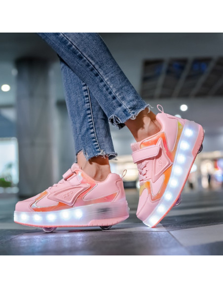 BUTOROLKI BUTY Z ROLKAMI ROLKI WROTKI RÓŻOWE HOLO