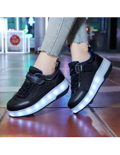 BUTOROLKI BUTY Z ROLKAMI ROLKI WROTKI CZARNE LED Z POLSKI 2