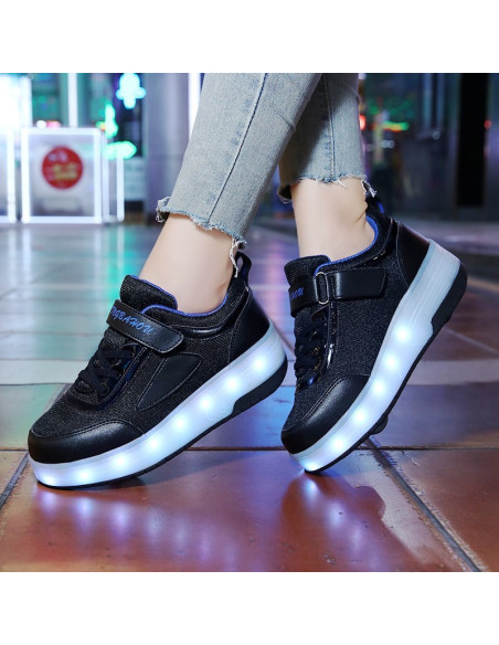 BUTOROLKI BUTY Z ROLKAMI ROLKI WROTKI CZARNE LED Z POLSKI