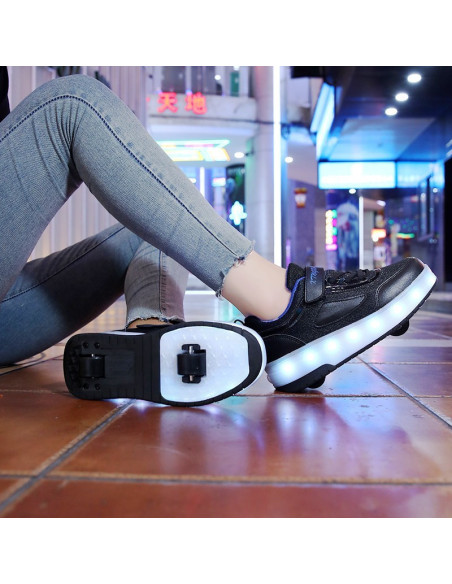 BUTOROLKI BUTY Z ROLKAMI ROLKI WROTKI CZARNE LED Z POLSKI