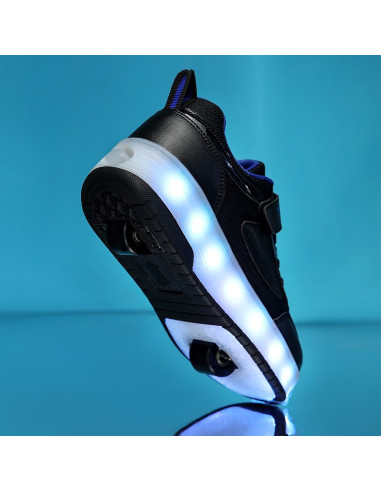 BUTOROLKI BUTY Z ROLKAMI ROLKI WROTKI CZARNE LED