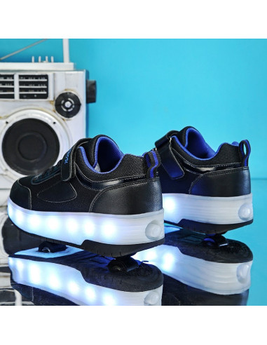 BUTOROLKI BUTY Z ROLKAMI ROLKI WROTKI CZARNE LED