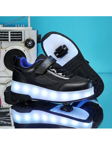 BUTOROLKI BUTY Z ROLKAMI ROLKI WROTKI CZARNE LED