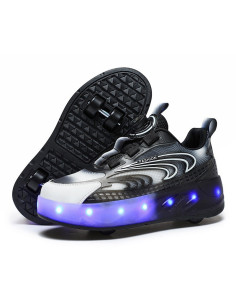 BUTOROLKI BUTY Z ROLKAMI ROLKI WROTKI CZANE LED BEZ SZNUROWANIA