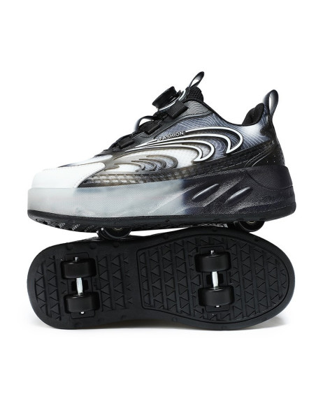 BUTOROLKI BUTY Z ROLKAMI ROLKI WROTKI CZANE LED BEZ SZNUROWANIA