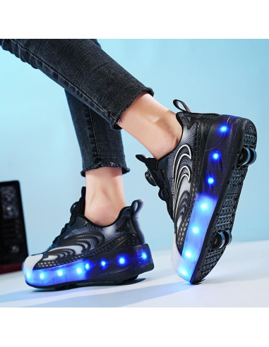 BUTOROLKI BUTY Z ROLKAMI ROLKI WROTKI CZANE LED...