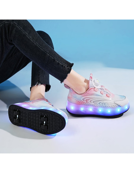 BUTOROLKI BUTY Z ROLKAMI ROLKI WROTKI PUDROWE LED BEZ SZNUROWANIA