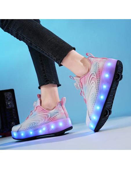 BUTOROLKI BUTY Z ROLKAMI ROLKI WROTKI PUDROWE LED BEZ SZNUROWANIA