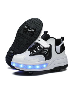 BUTOROLKI BUTY Z ROLKAMI ROLKI WROTKI CZARNE LED