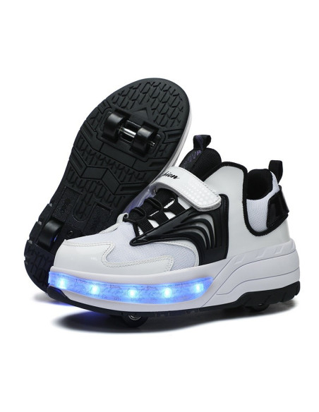 BUTOROLKI BUTY Z ROLKAMI ROLKI WROTKI CZARNE LED