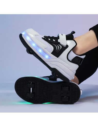 BUTOROLKI BUTY Z ROLKAMI ROLKI WROTKI CZARNE LED