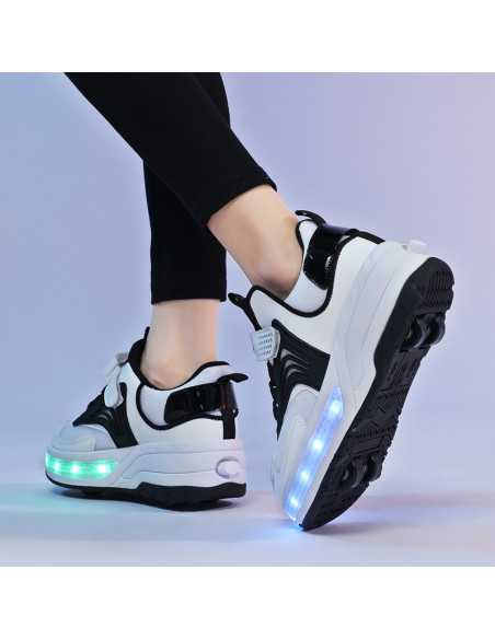 BUTOROLKI BUTY Z ROLKAMI ROLKI WROTKI CZARNE LED