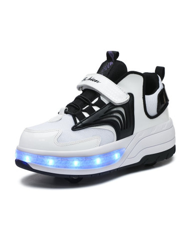 BUTOROLKI BUTY Z ROLKAMI ROLKI WROTKI CZARNE LED