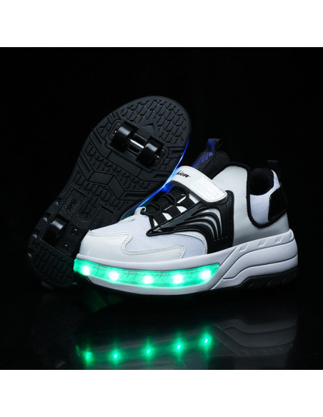 BUTOROLKI BUTY Z ROLKAMI ROLKI WROTKI CZARNE LED